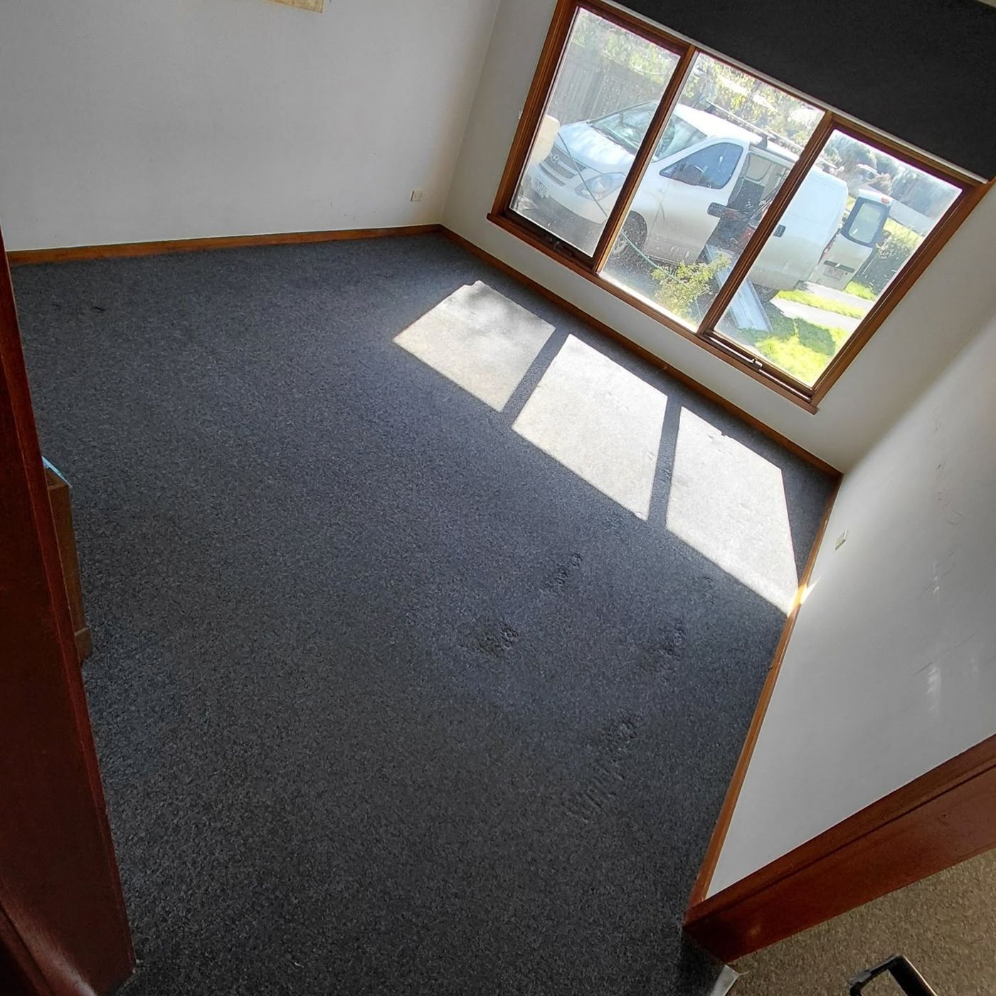 Freshly cleaned carpet in a sunny bedroom